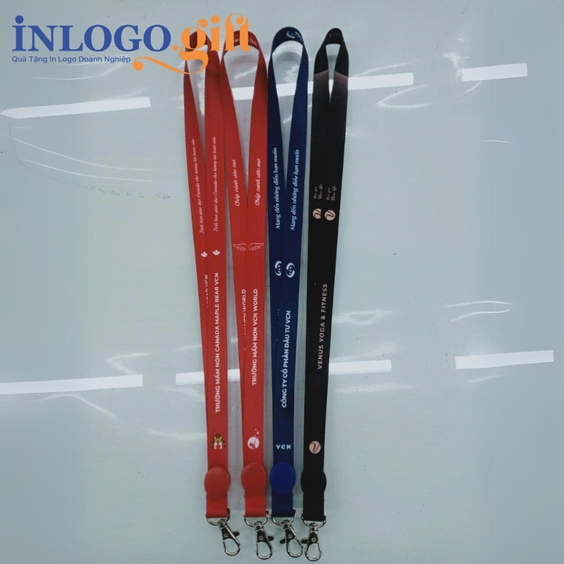 Dây đeo thẻ in logo móc giọt nước 3 màu 1x45cm DĐT-02
