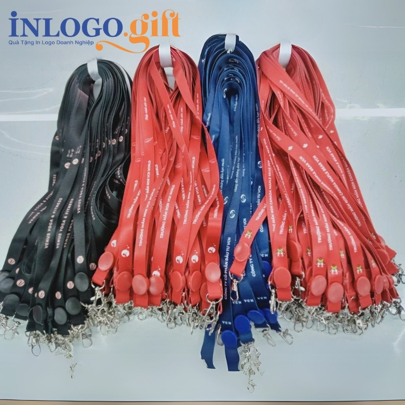 Dây đeo thẻ in logo móc giọt nước 3 màu 1x45cm DĐT-02