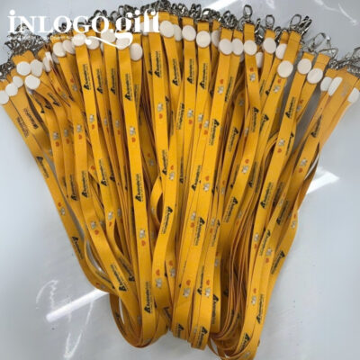 Dây đeo thẻ in logo móc giọt nước màu vàng 1x45cm DĐT-01
