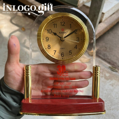 Đồng hồ để bàn in logo thương hiệu Kashi 16x18cm DHB-01