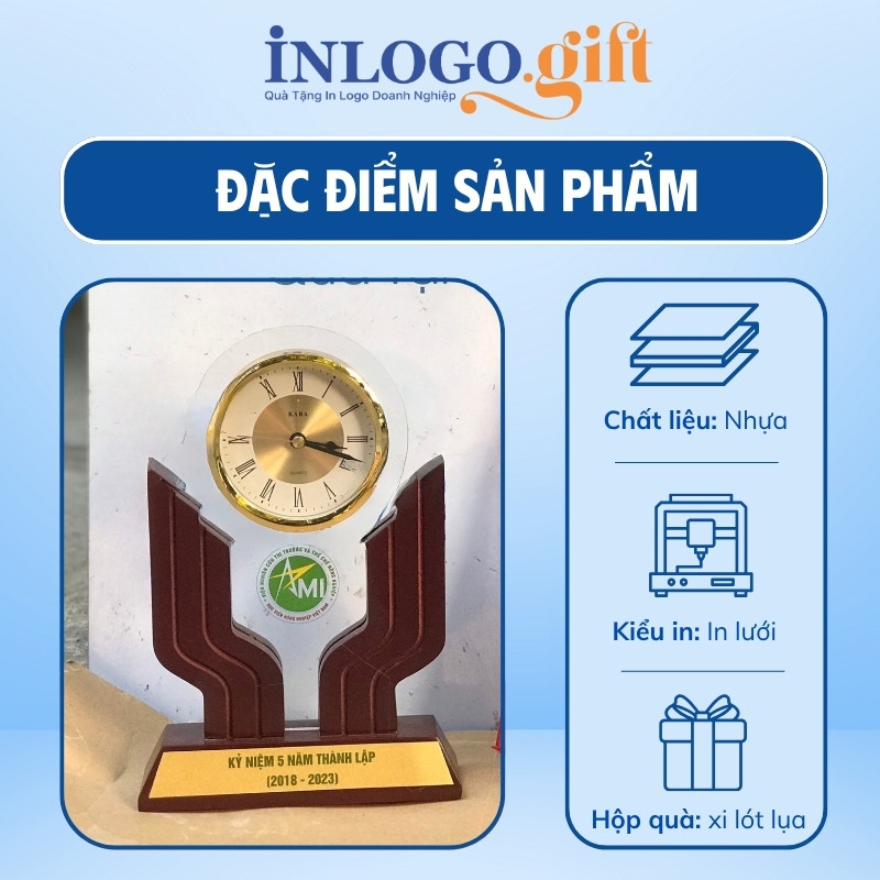 Đồng hồ để bàn in logo thương hiệu Kashi 16x21cm DHB-02