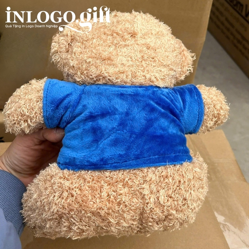 Gấu bông in logo màu nâu và xanh dương 25cm GB-01