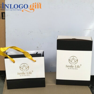 Hộp đựng niềng răng in logo hình tròn màu đen HNR-02