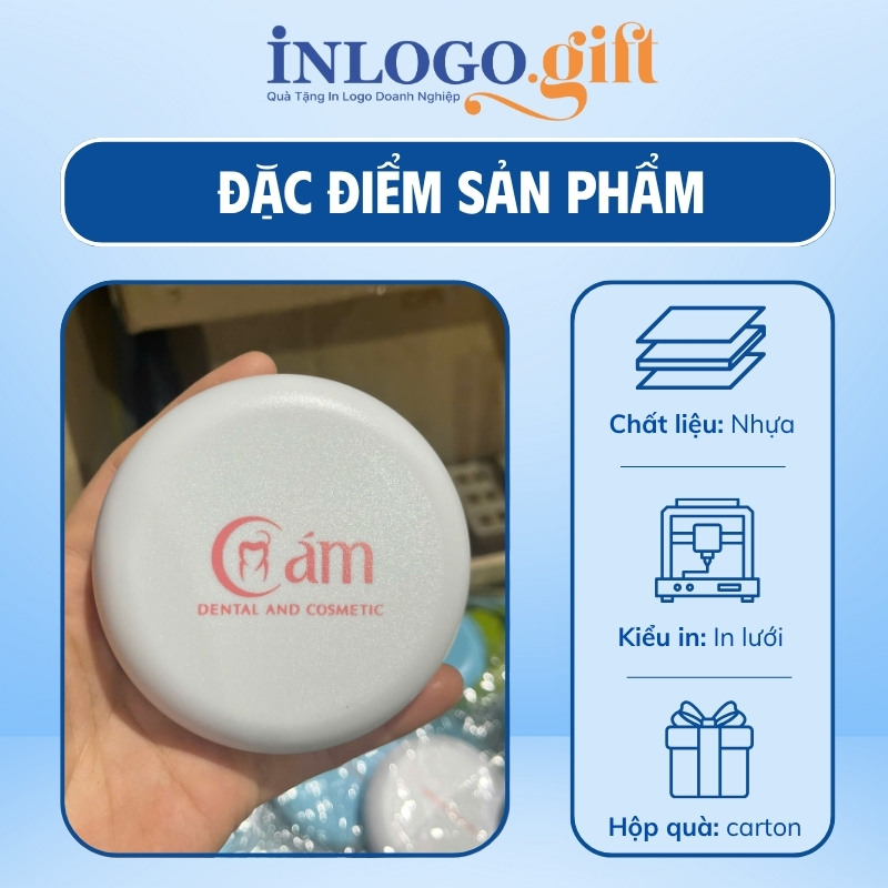 Hộp đựng niềng răng in logo hình tròn màu trắng HNR-01