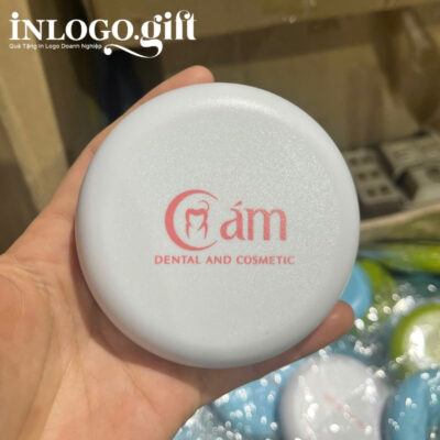 Hộp đựng niềng răng in logo hình tròn màu trắng HNR-01