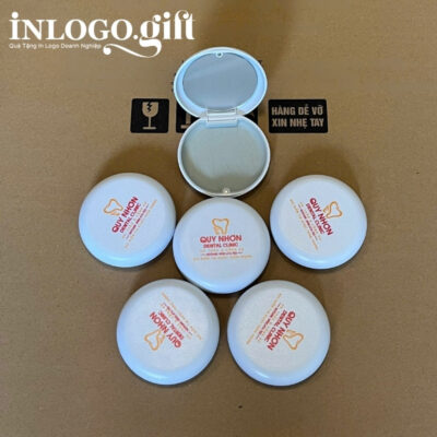 Hộp đựng niềng răng in logo hình tròn màu trắng HNR-01