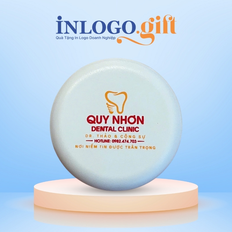 Hộp đựng niềng răng in logo hình tròn màu trắng HNR-01