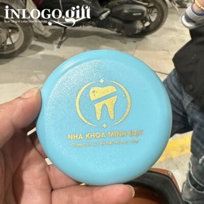 Hộp đựng niềng răng in logo hình tròn màu xanh dương HNR-03