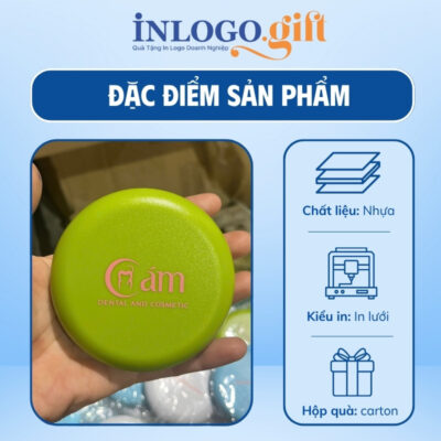 Hộp đựng niềng răng in logo hình tròn màu xanh lá HNR-04