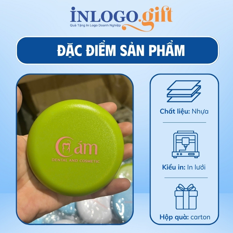 Hộp đựng niềng răng in logo hình tròn màu xanh lá HNR-04