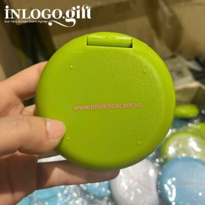 Hộp đựng niềng răng in logo hình tròn màu xanh lá HNR-04