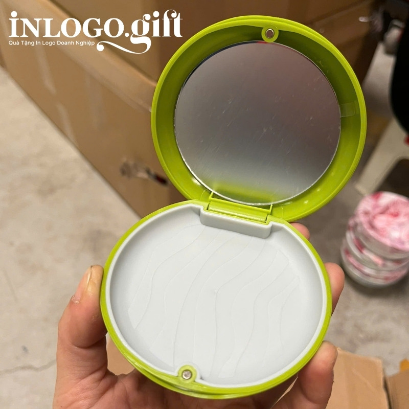 Hộp đựng niềng răng in logo hình tròn màu xanh lá HNR-04