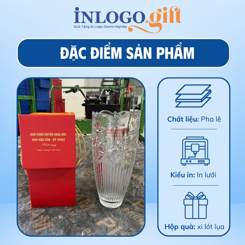 Lọ hoa in logo dáng hoa thi 30cm LH-17