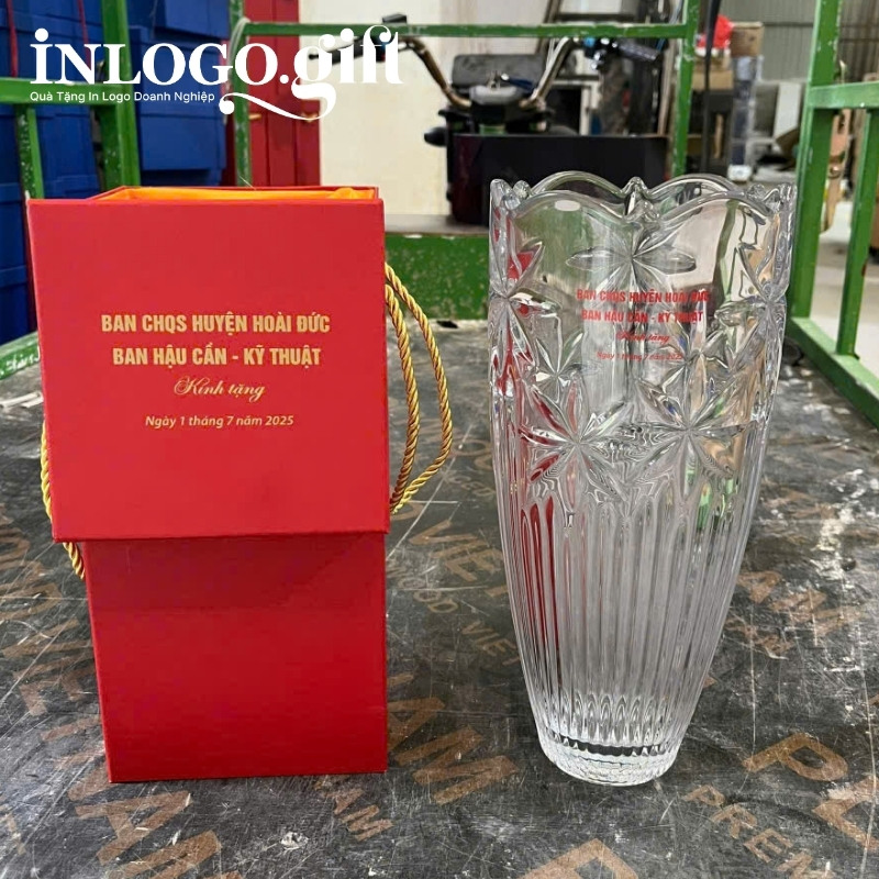 Lọ hoa in logo dáng hoa thi 30cm LH-17