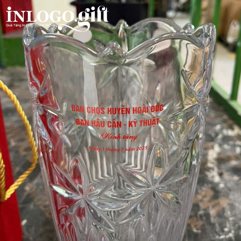 Lọ hoa in logo dáng hoa thi 30cm LH-17
