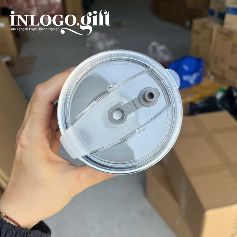 Ly giữ nhiệt in logo có ống hút dung tích 600ml