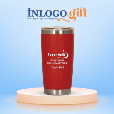 Ly giữ nhiệt in logo có ống hút dung tích 600ml