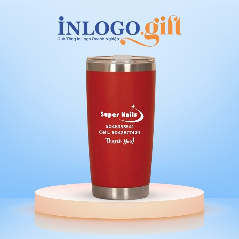 Ly giữ nhiệt in logo có ống hút dung tích 600ml