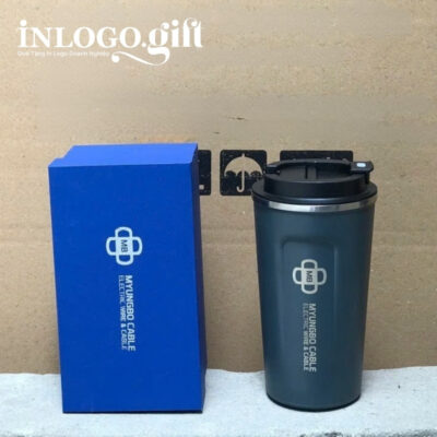 Ly giữ nhiệt in logo màu xanh dương dung tích 510ml