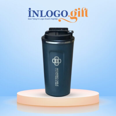 Ly giữ nhiệt in logo màu xanh dương dung tích 510ml