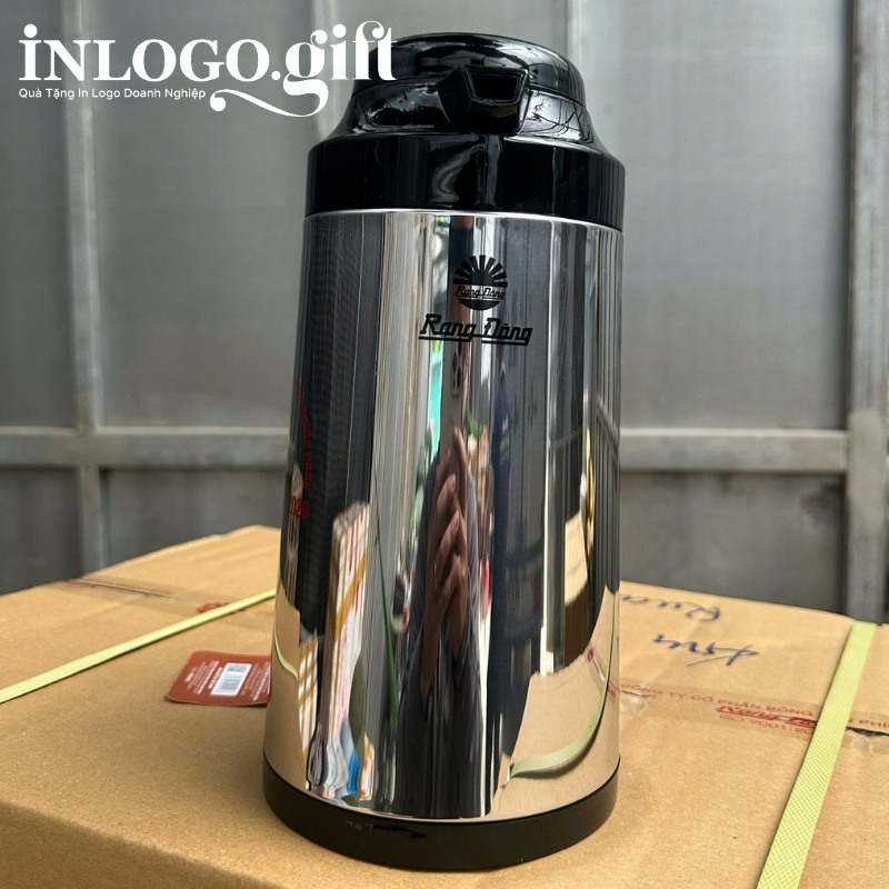 Phích giữ nhiệt in logo thương hiệu Rạng Đông màu bạc 1L PGN-01