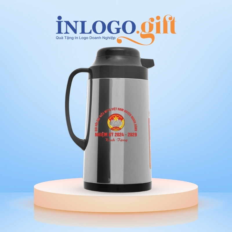 Phích giữ nhiệt in logo thương hiệu Rạng Đông màu bạc 1L PGN-01