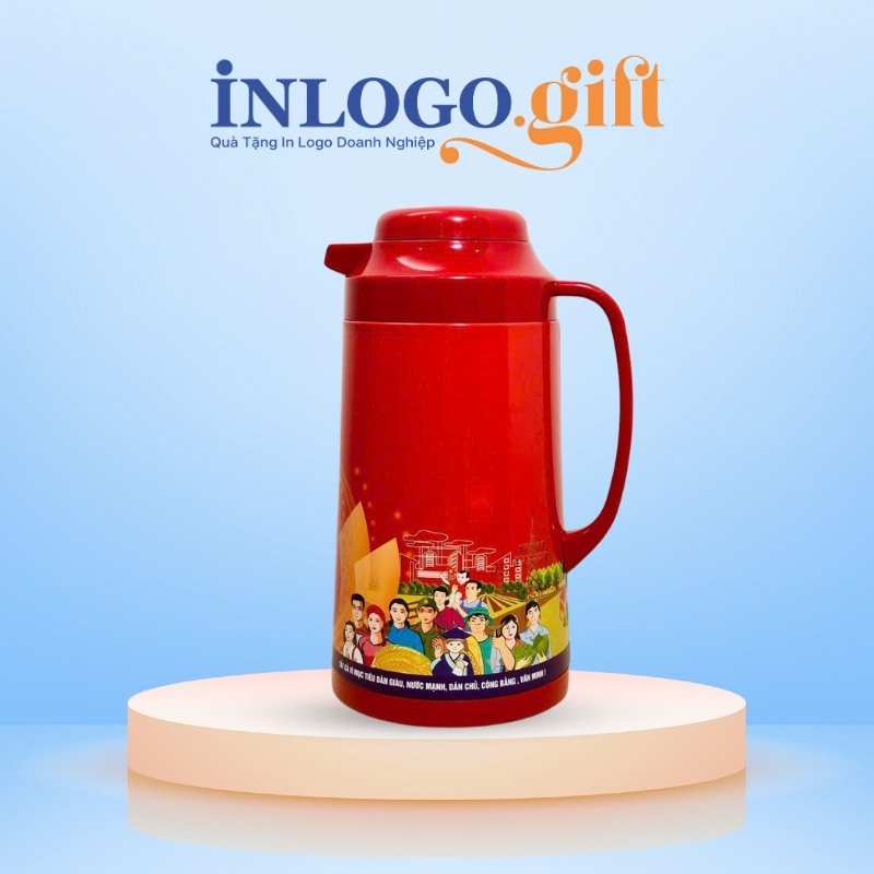 Phích giữ nhiệt in logo thương hiệu Rạng Đông màu đỏ 1L PGN-03