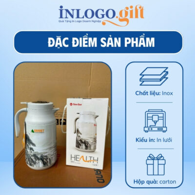 Phích giữ nhiệt in logo thương hiệu Rạng Đông màu trắng 1.3L PGN-02
