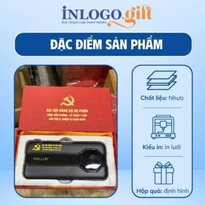 Sạc dự phòng in logo thương hiệu Akus màu đen dung lượng 10.000mAh SDP-02