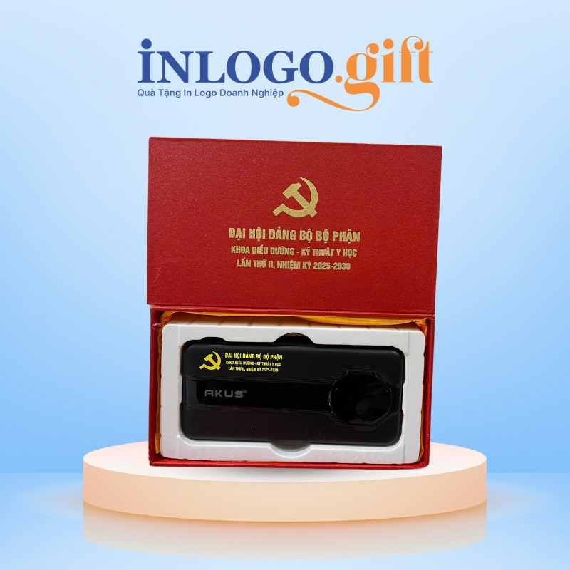 Sạc dự phòng in logo thương hiệu Akus màu đen dung lượng 10.000mAh SDP-02