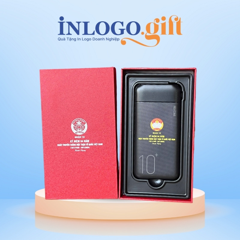 Sạc dự phòng in logo thương hiệu WK màu đen dung lượng 10.000mAh SDP-04