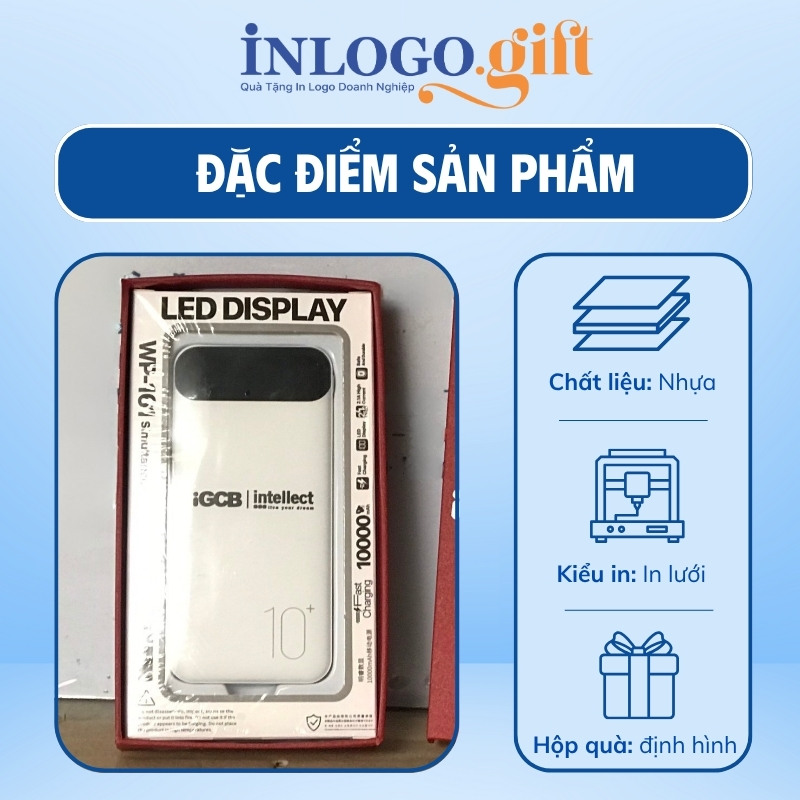 Sạc dự phòng in logo thương hiệu WK màu trắng dung lượng 10.000mAh SDP-03