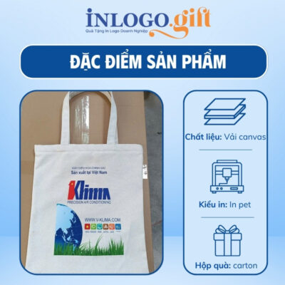 Túi vải in logo canvas màu trắng 35x37cm TV-01