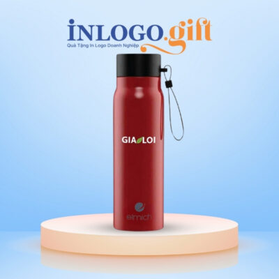 Bình giữ nhiệt in logo thương hiệu Elmich màu đỏ 520ml BGN-11
