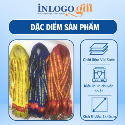 Dây đeo thẻ tên in logo móc giọt nước 3 màu DĐT-04