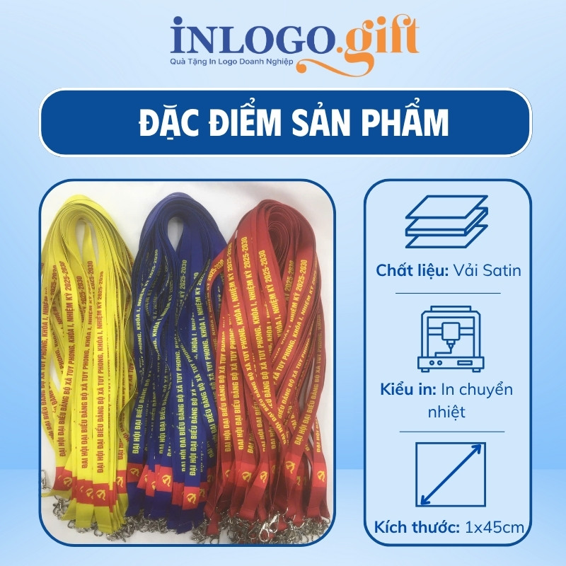 Dây đeo thẻ tên in logo móc giọt nước 3 màu DĐT-04