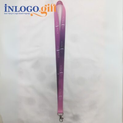 Dây đeo thẻ tên in logo móc giọt nước màu tím DĐT-03