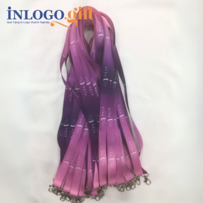 Dây đeo thẻ tên in logo móc giọt nước màu tím DĐT-03