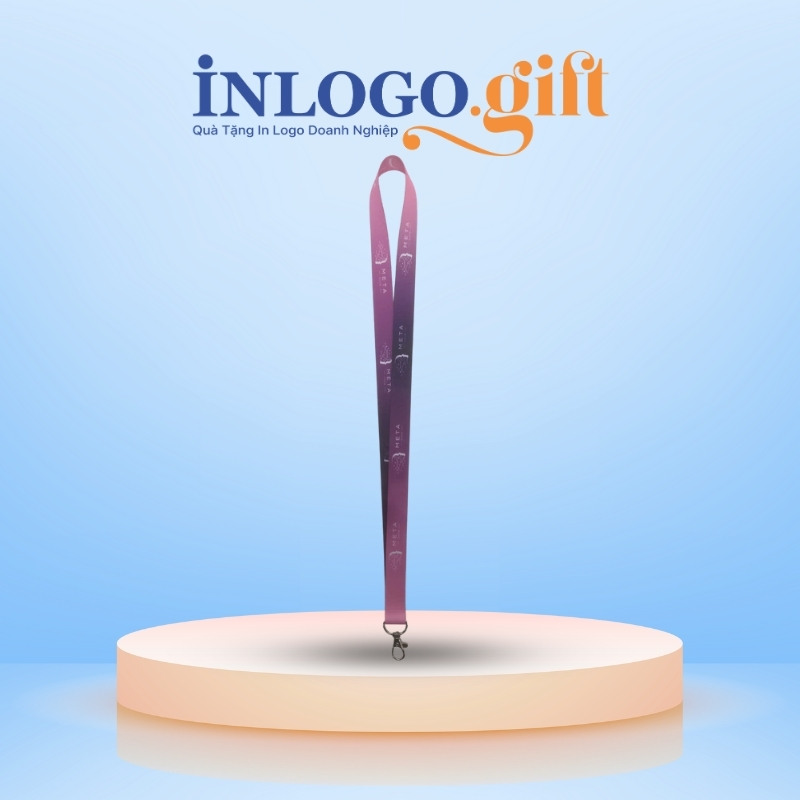 Dây đeo thẻ tên in logo móc giọt nước màu tím DĐT-03