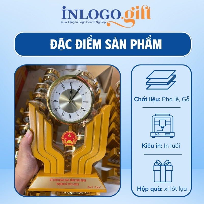 Đồng hồ để bàn in logo thương hiệu Kashi 16x21cm DHB-05