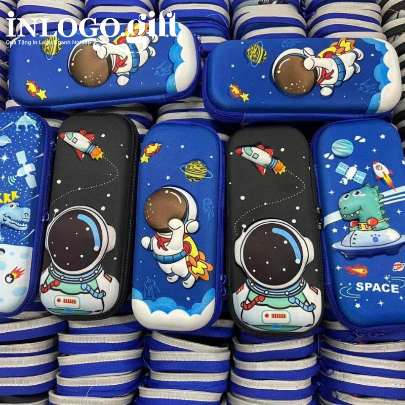 Hộp bút in logo màu đen phi hành gia HB-03