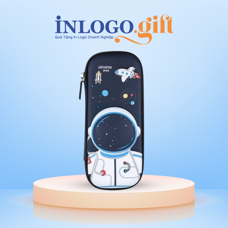 Hộp bút in logo màu đen phi hành gia HB-03