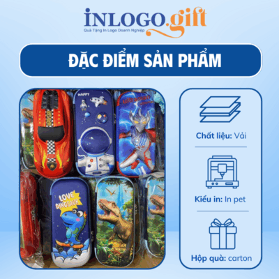 Hộp bút in logo màu xanh dương phi hành gia HB-01
