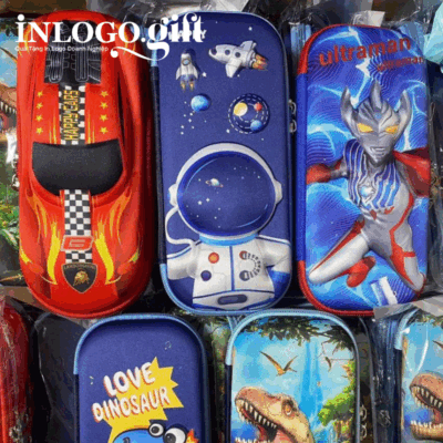 Hộp bút in logo màu xanh dương phi hành gia HB-01