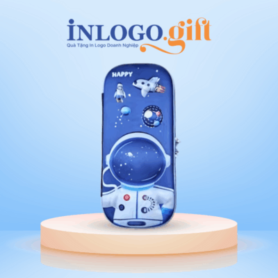 Hộp bút in logo màu xanh dương phi hành gia HB-04