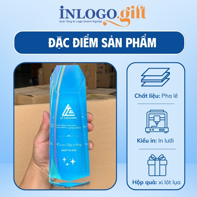 Kỷ niệm chương in logo pha lê Metamax nguyên khối KNC-04
