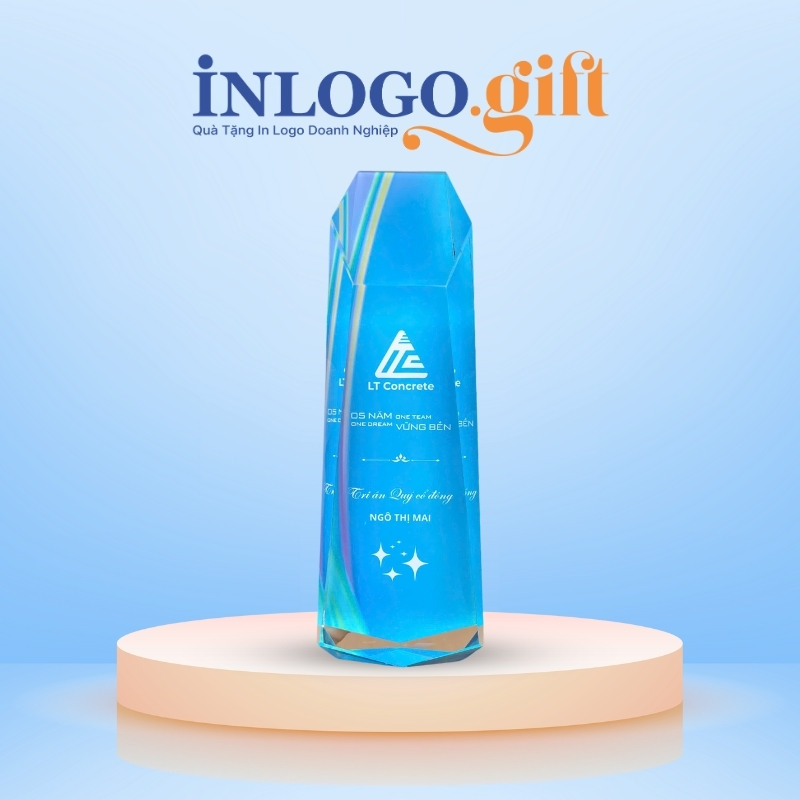 Kỷ niệm chương in logo pha lê Metamax nguyên khối KNC-04