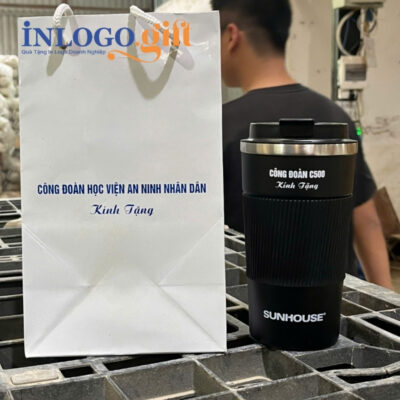 Ly giữ nhiệt in logo thương hiệu Sunhouse màu đen 500ml LGN-10