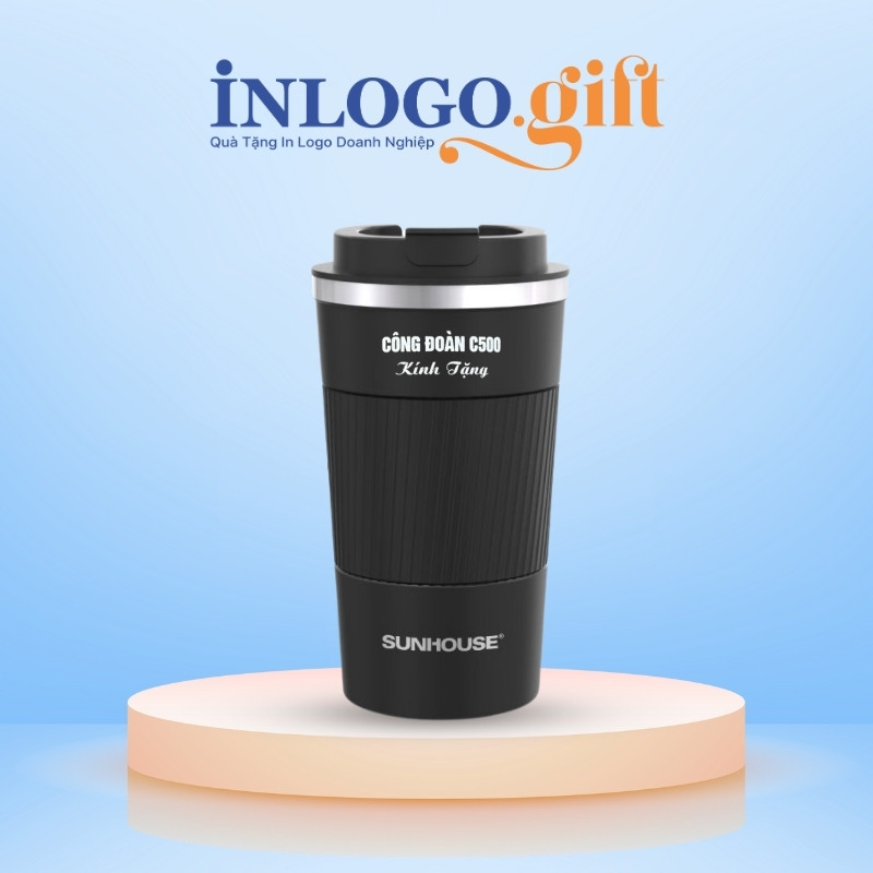 Ly giữ nhiệt in logo thương hiệu Sunhouse màu đen 500ml LGN-10