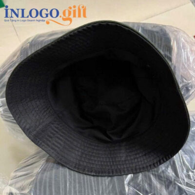 Mũ in logo vải cotton 2 lớp kiểu dáng bucket màu xanh rêu MV-01